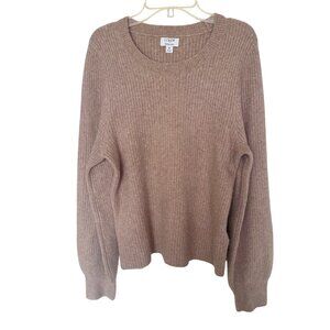 J. Crew Extra-Soft Ribbed Knit Sweater Womens Size M Beige Wool Blend